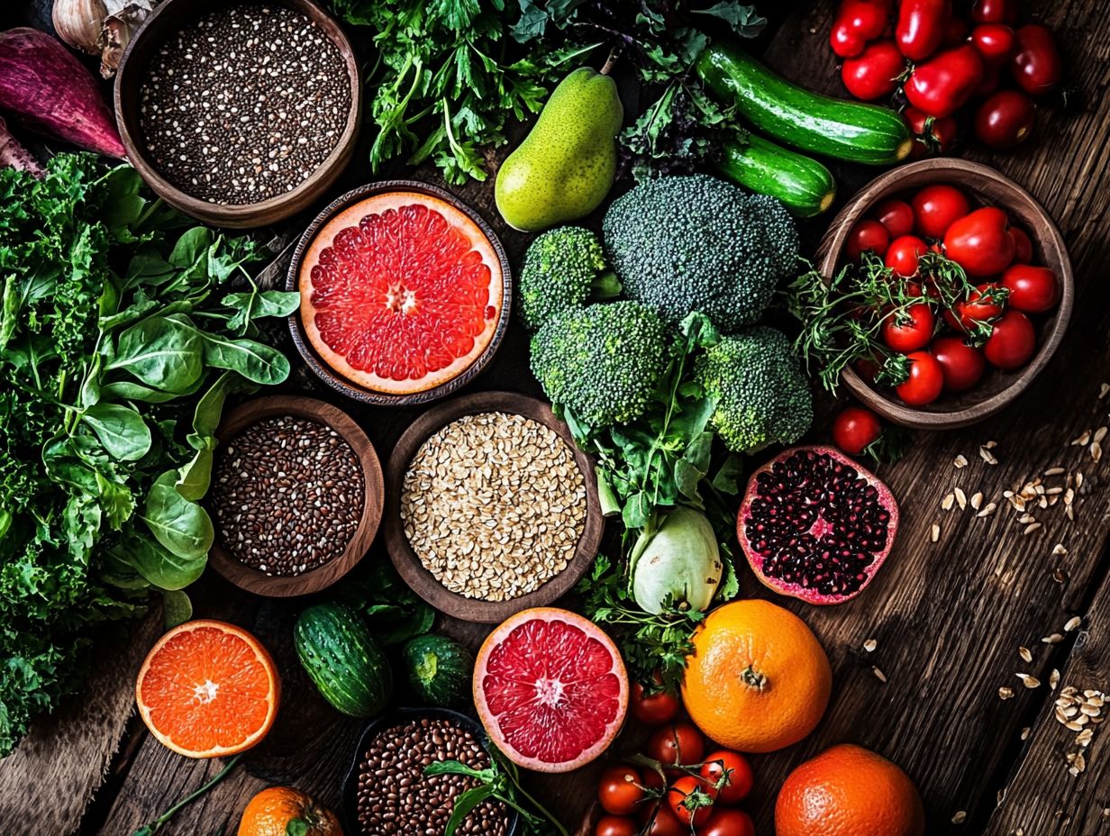 Ten delicious foods for mindful eating displayed visually.