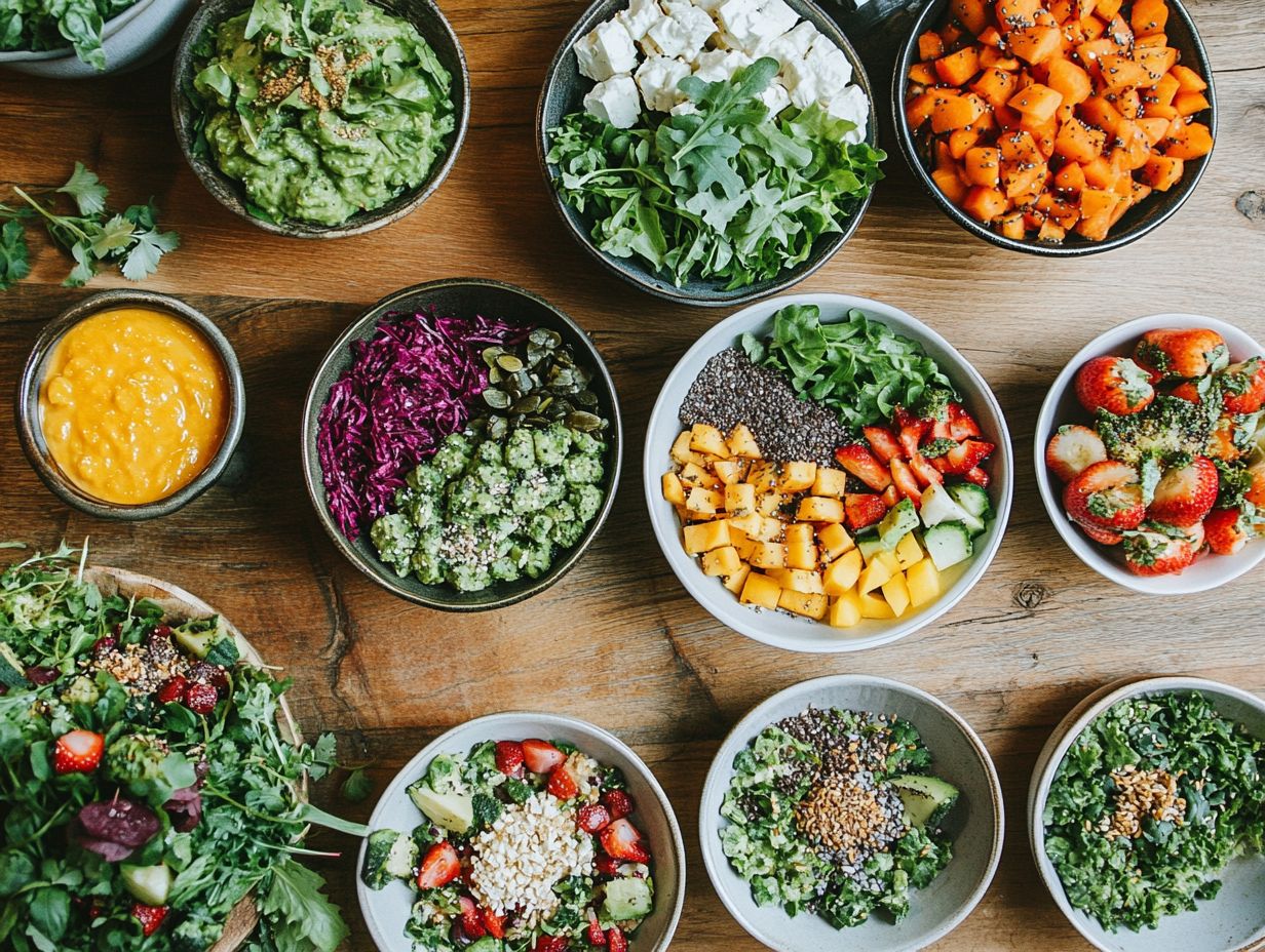 A variety of superfoods on a table.