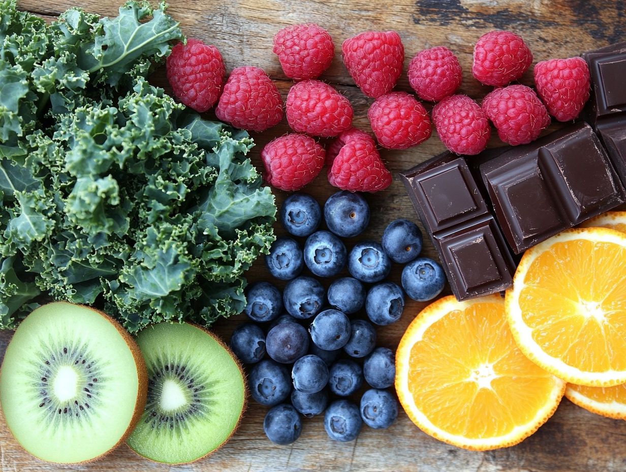 Colorful selection of antioxidant-rich foods