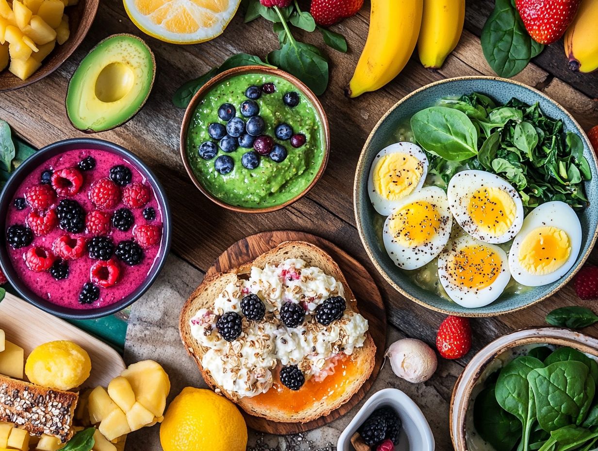 Healthy breakfast options including smoothie bowls and oatmeal