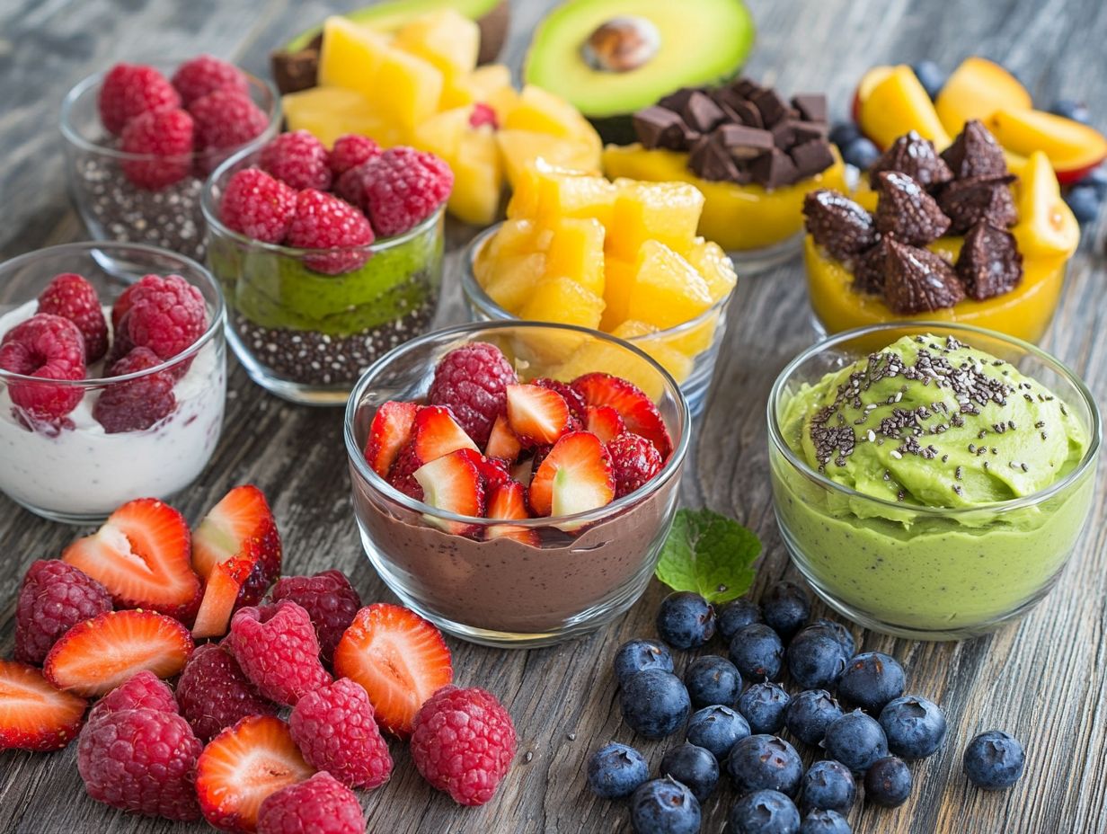 A variety of healthy dessert ingredients