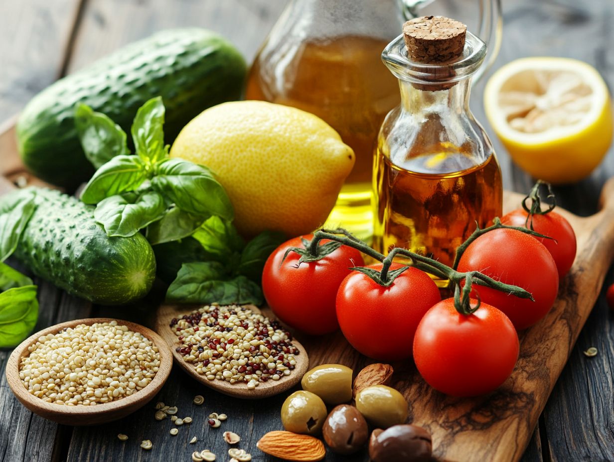 Visual representation of the 10 essential Mediterranean Diet staples