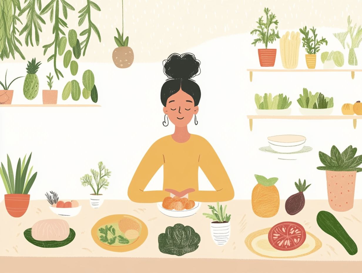 Visual representation of 10 mindful eating habits for a healthier lifestyle.