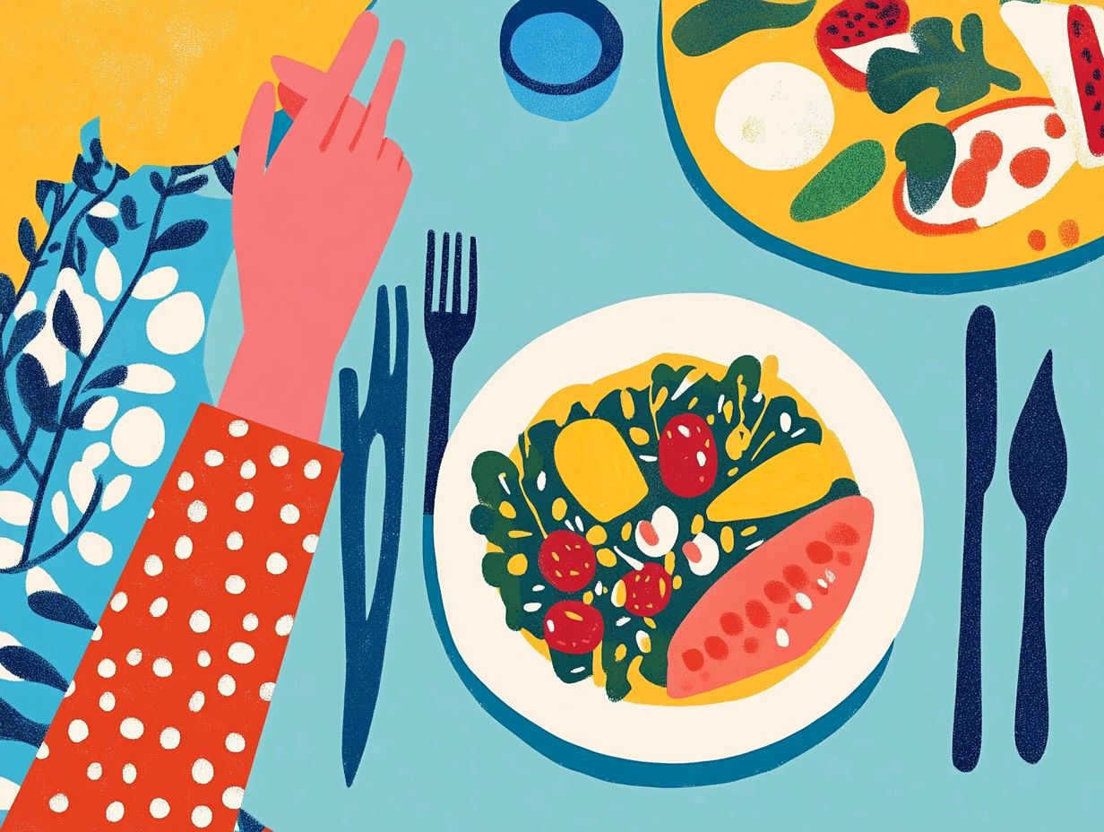 Illustration depicting mindful eating practices