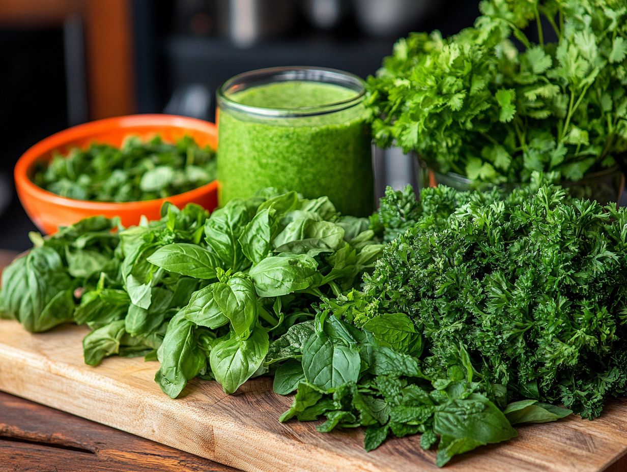 Fresh basil herb enhancing smoothies