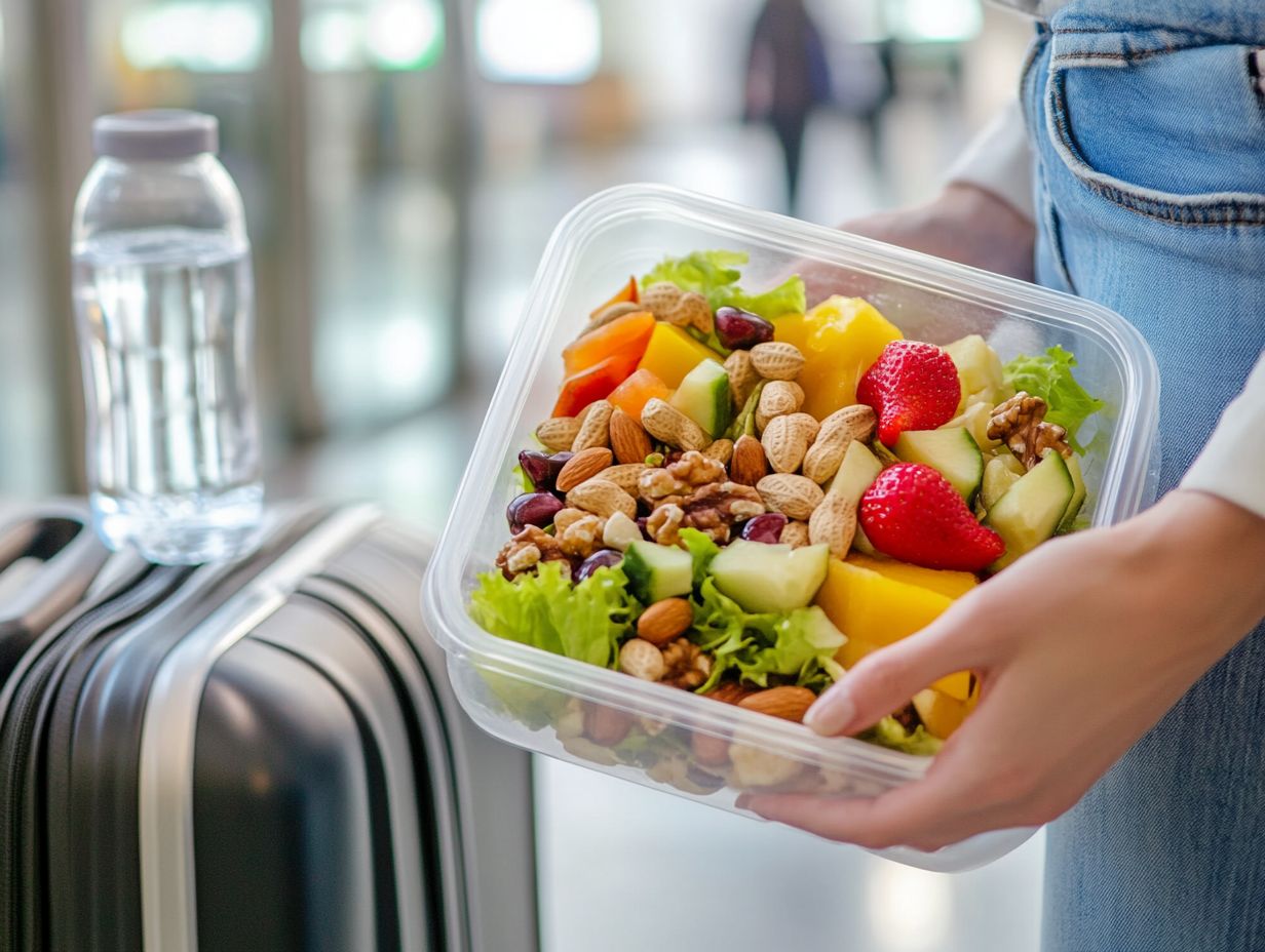 A colorful assortment of healthy portion sizes while traveling