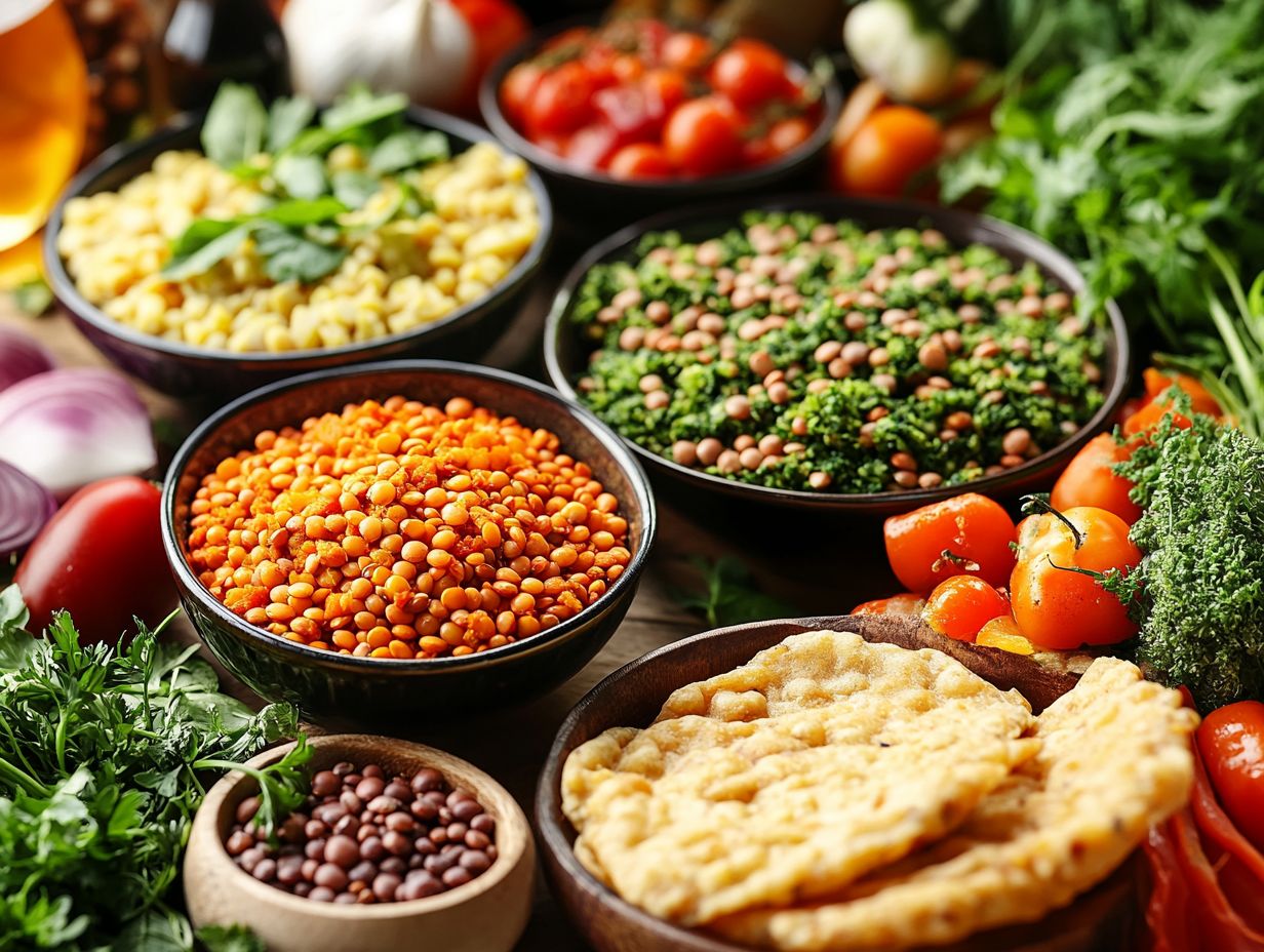 A variety of lentil dishes