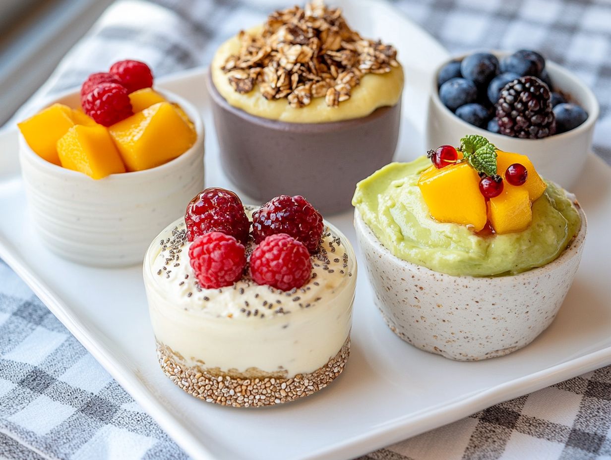 Delicious healthy desserts on a table