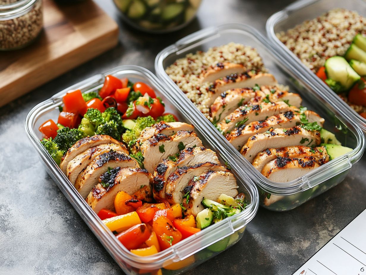 A colorful assortment of meal-prepped foods promoting healthy eating