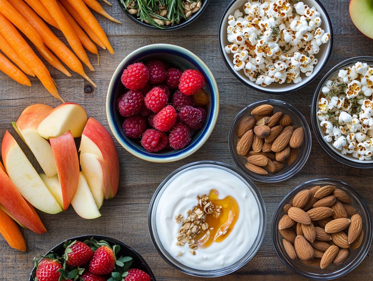 Variety of healthy snacks on a table