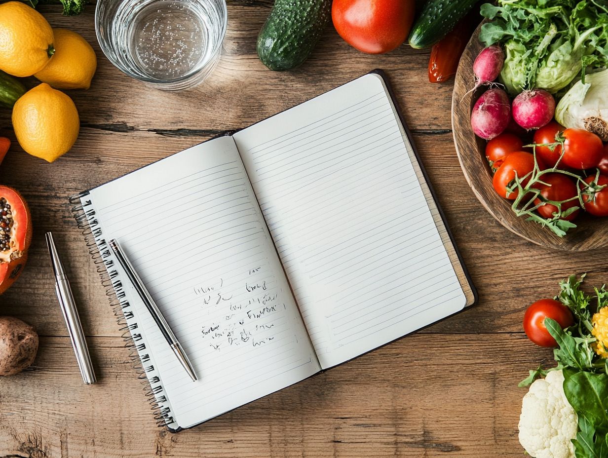 Illustration of frequently asked questions about keeping a food journal.