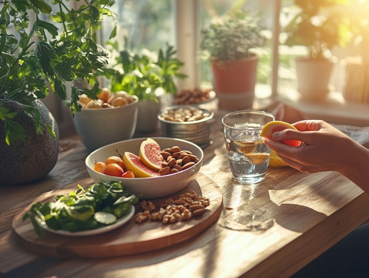 A person expressing gratitude before a meal