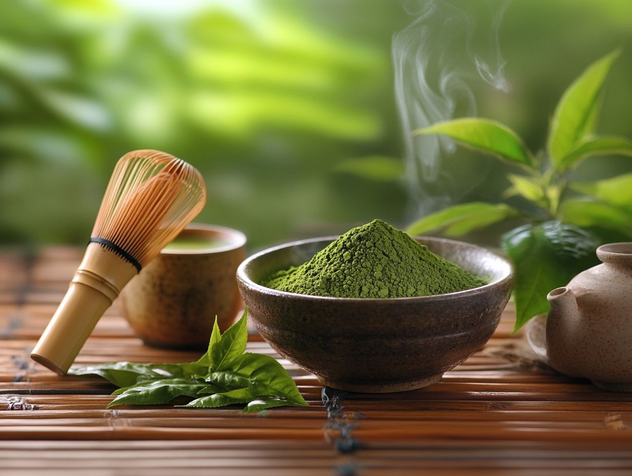 Bright green matcha tea showcasing its health benefits