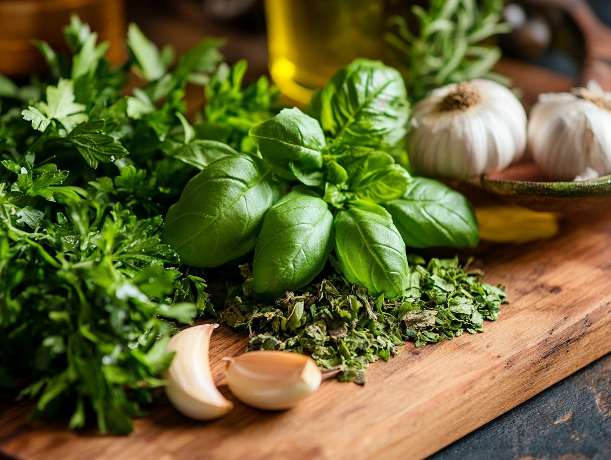 A variety of herbs related to heart health.