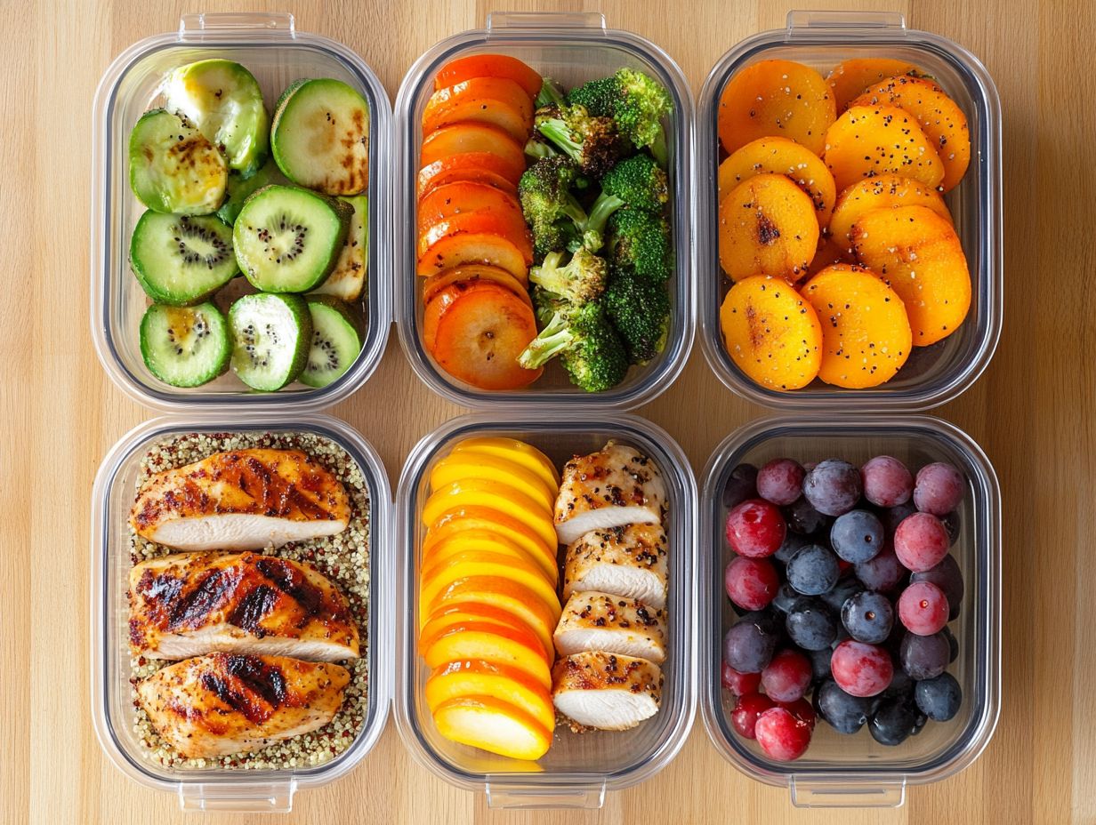 A visual guide to key takeaways for easy meal prep recipes.