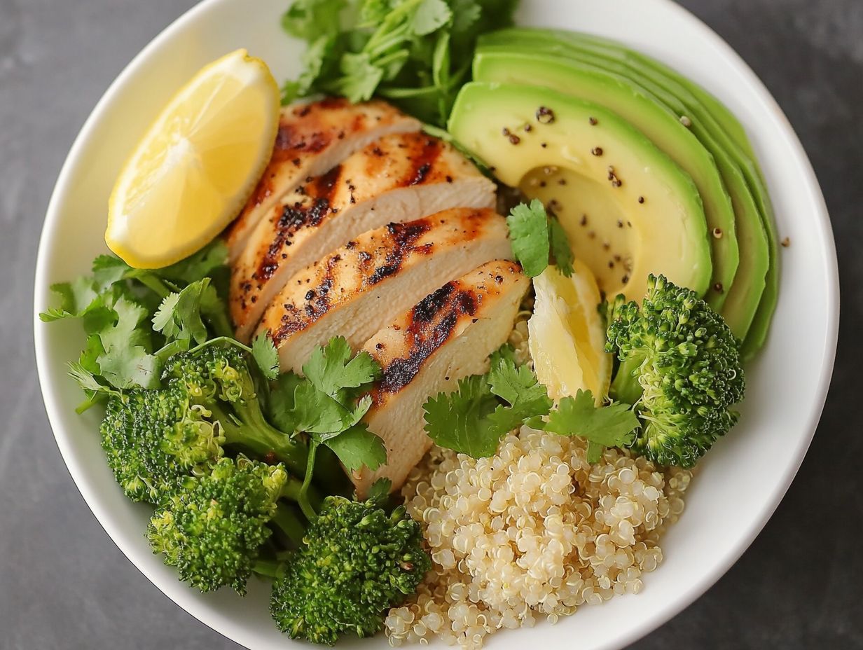 A colorful demonstration of healthy recipes for a balanced dinner plate