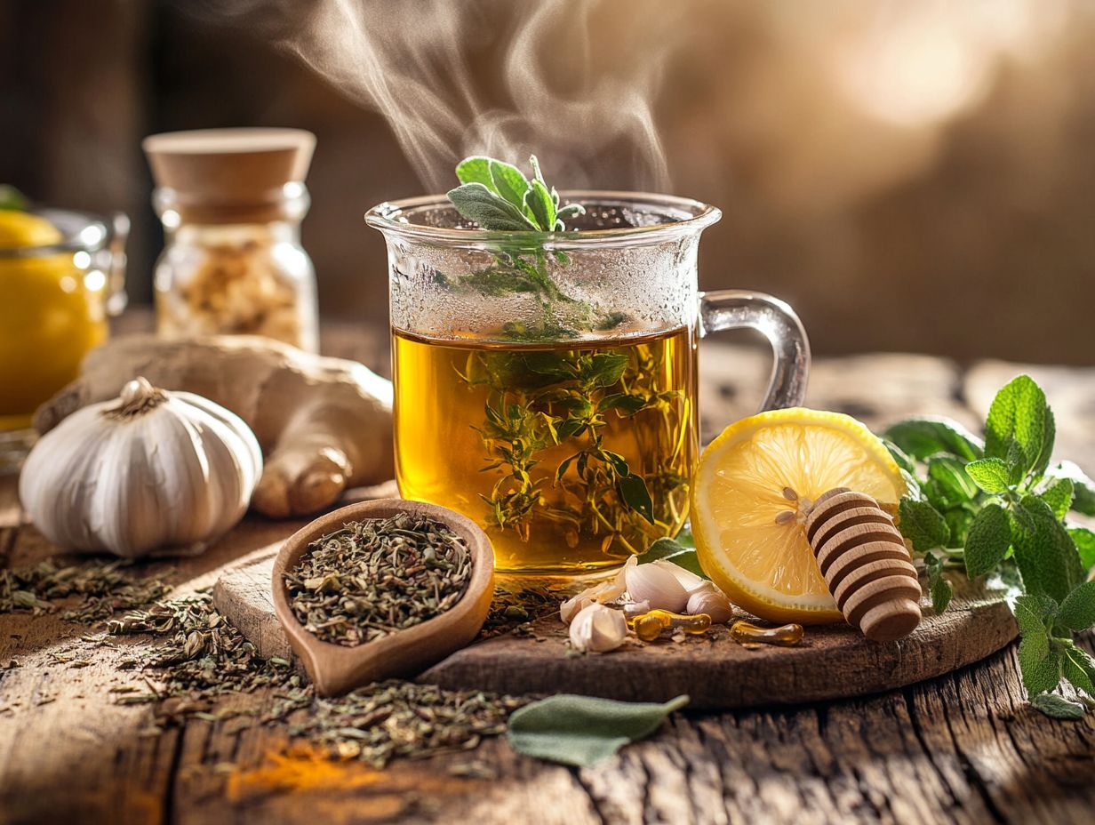 Image showing various herbal remedies for cold and flu symptoms