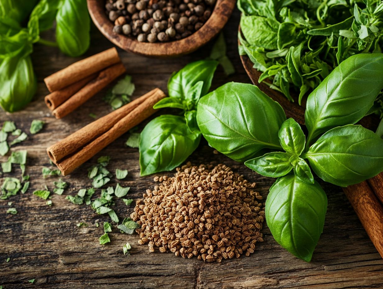 A selection of herbs that support blood sugar health.