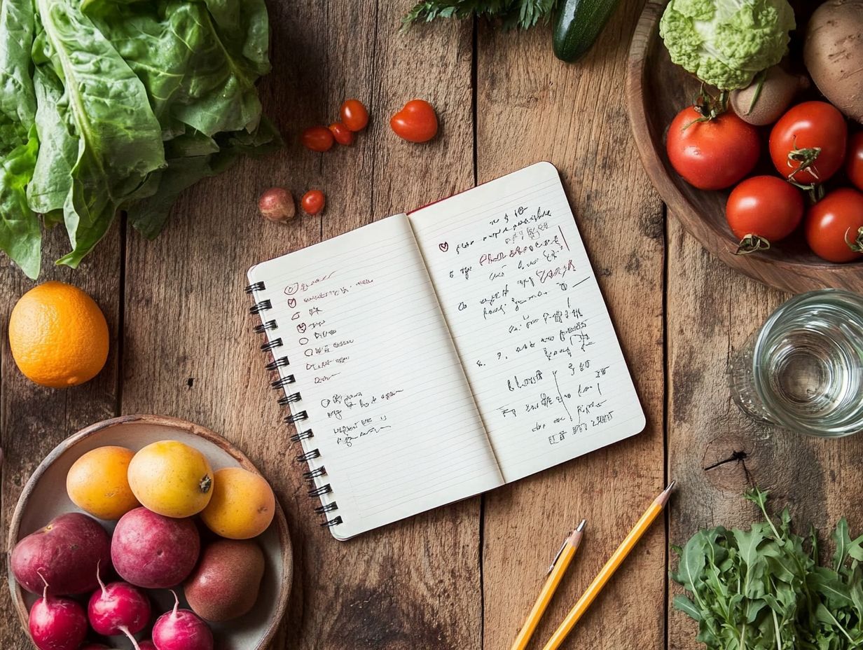 An illustration showing how to maintain a food diary effectively