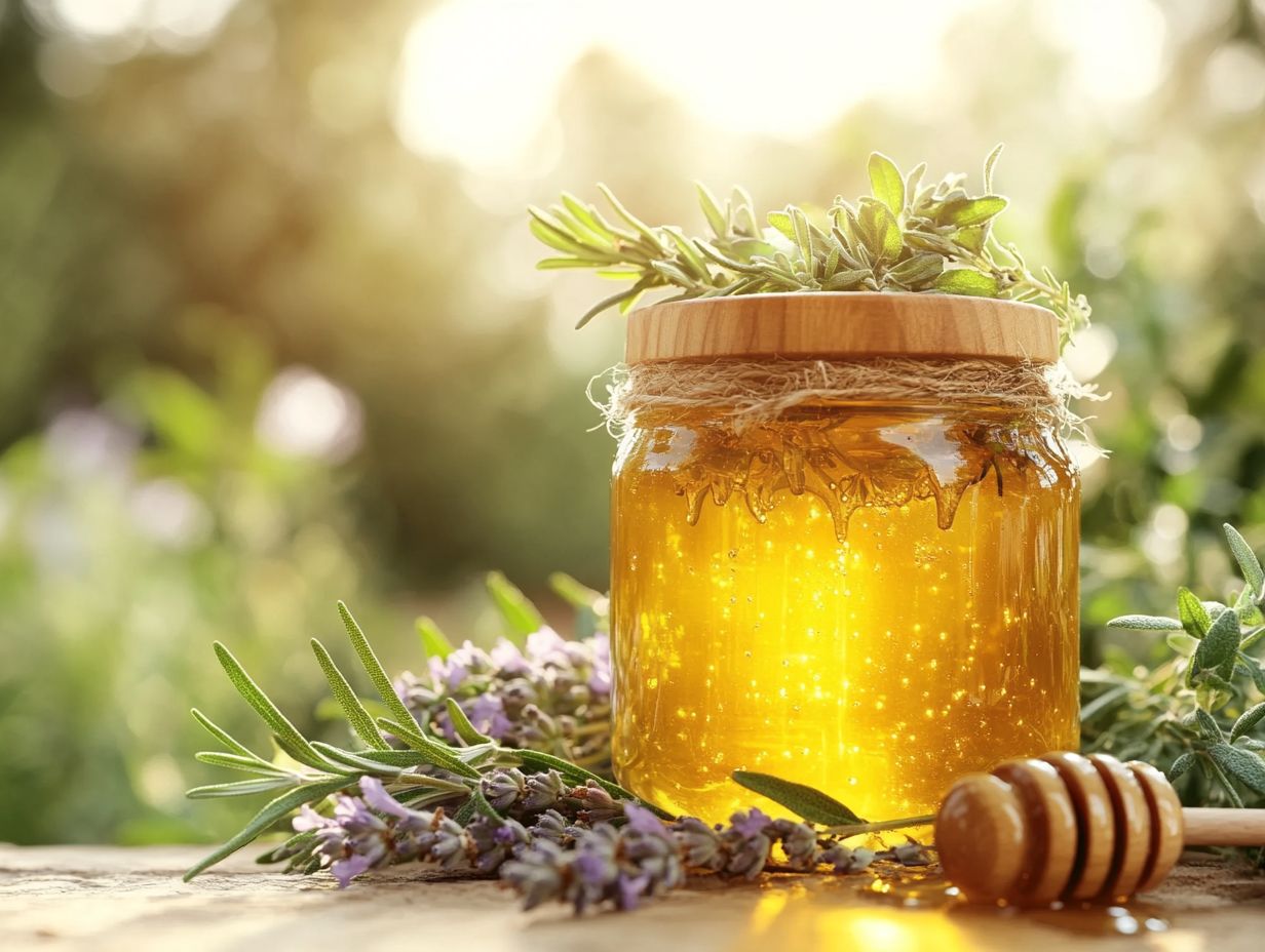 Illustration of key takeaways about herbal-infused honey