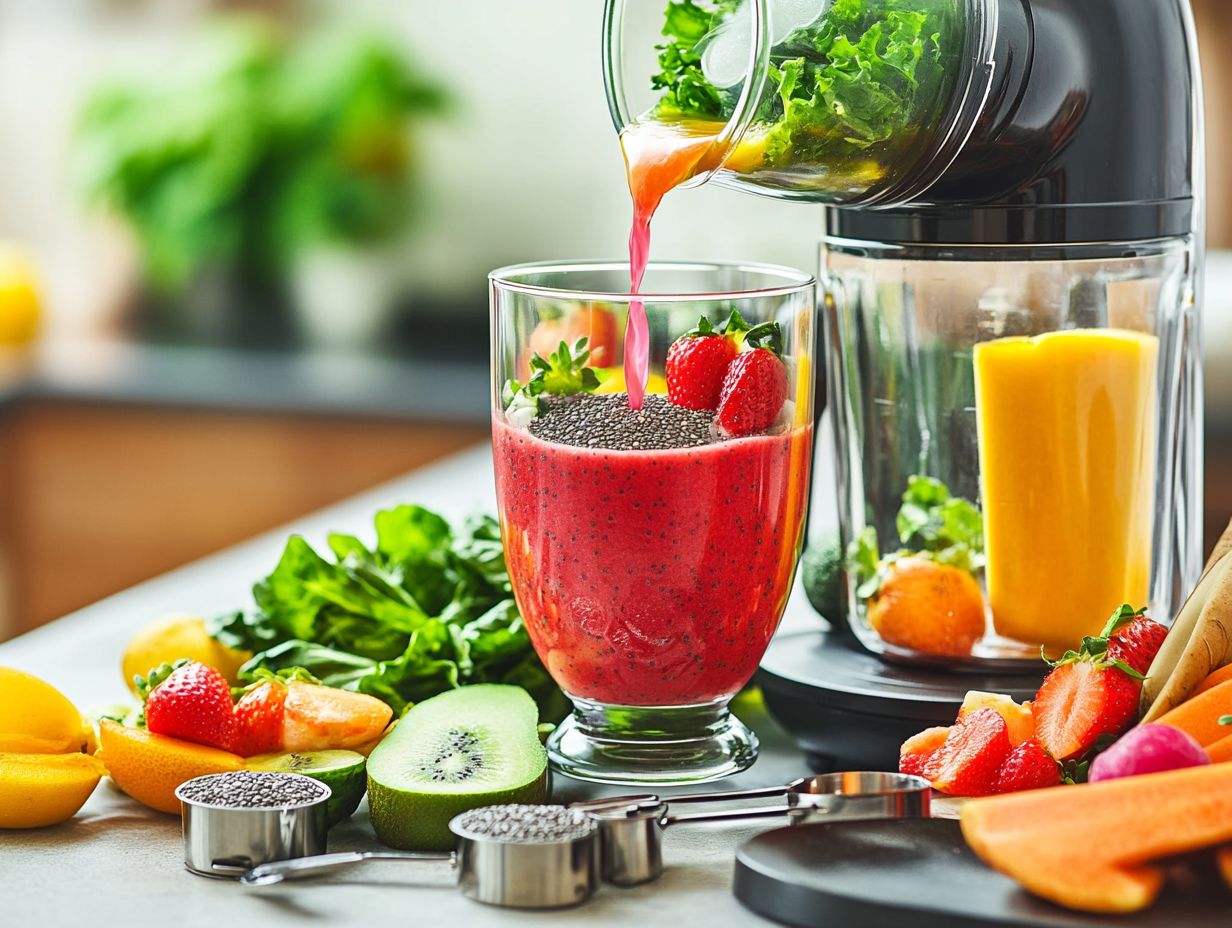 Colorful array of healthy smoothies