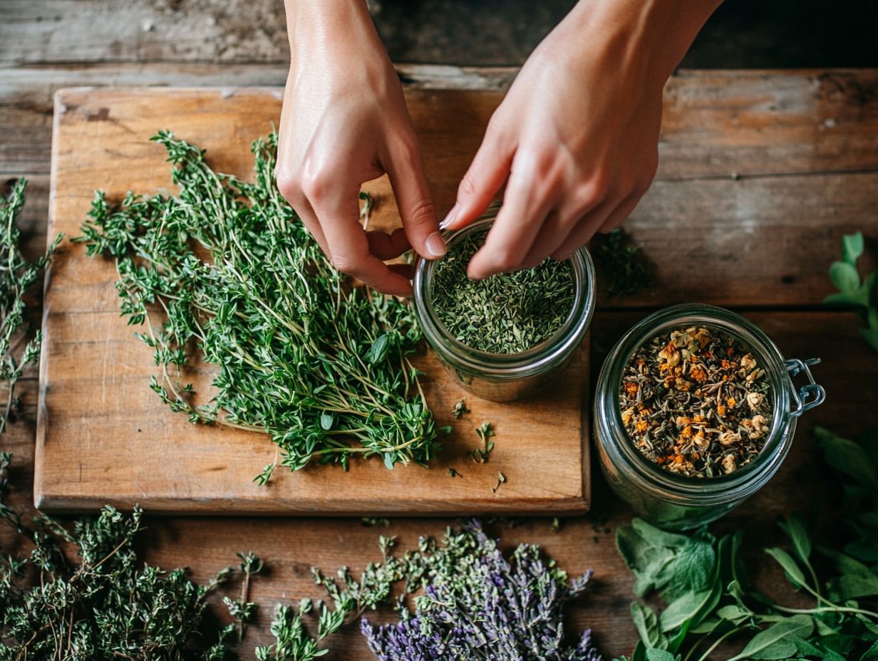 A collection of common essential herbs.