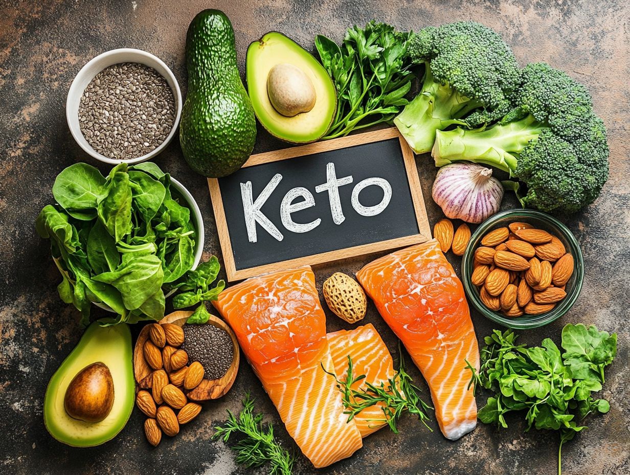 An illustration showing foods to avoid on a ketogenic diet