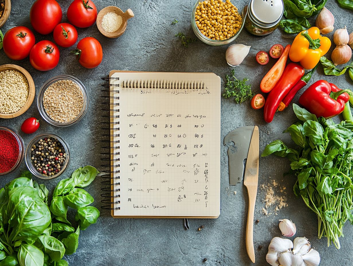 A variety of meal planning strategies displayed on a whiteboard