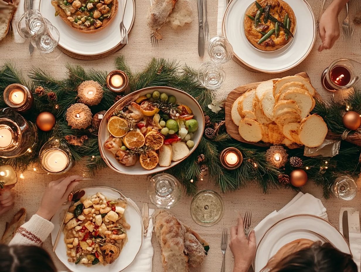 A colorful display of healthy holiday foods