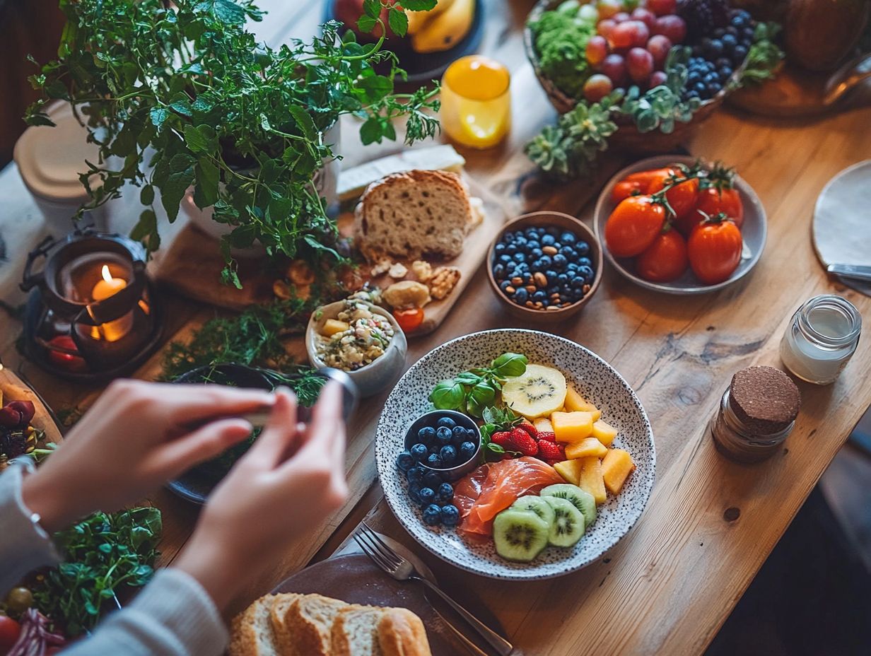 Visual representation of simple mindful eating exercises demonstrating small bites and focus on taste.