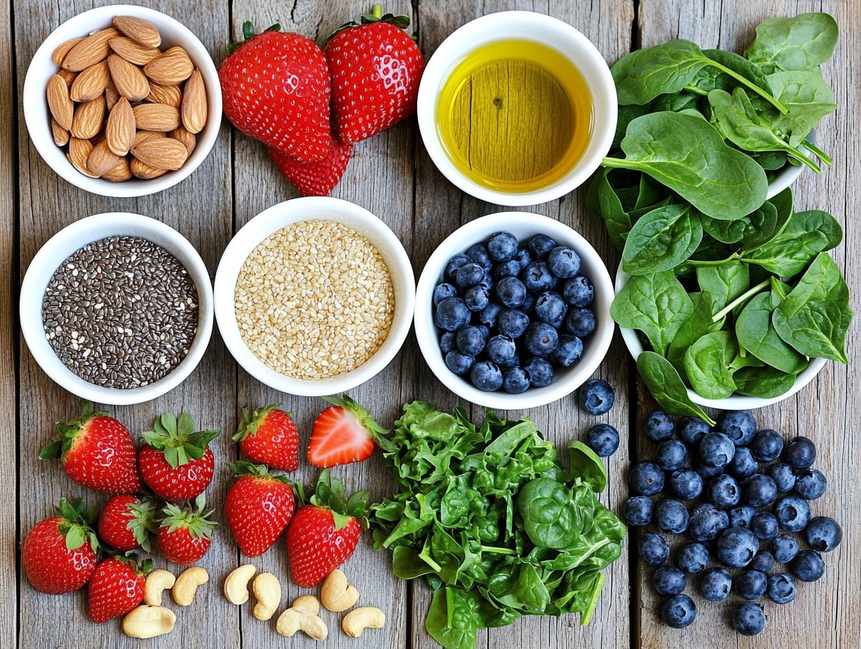 An assortment of heart-healthy foods for a balanced diet