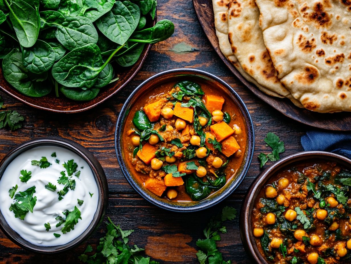 A plate of Lamb Curry with Spinach, showcasing tender lamb and vibrant greens.