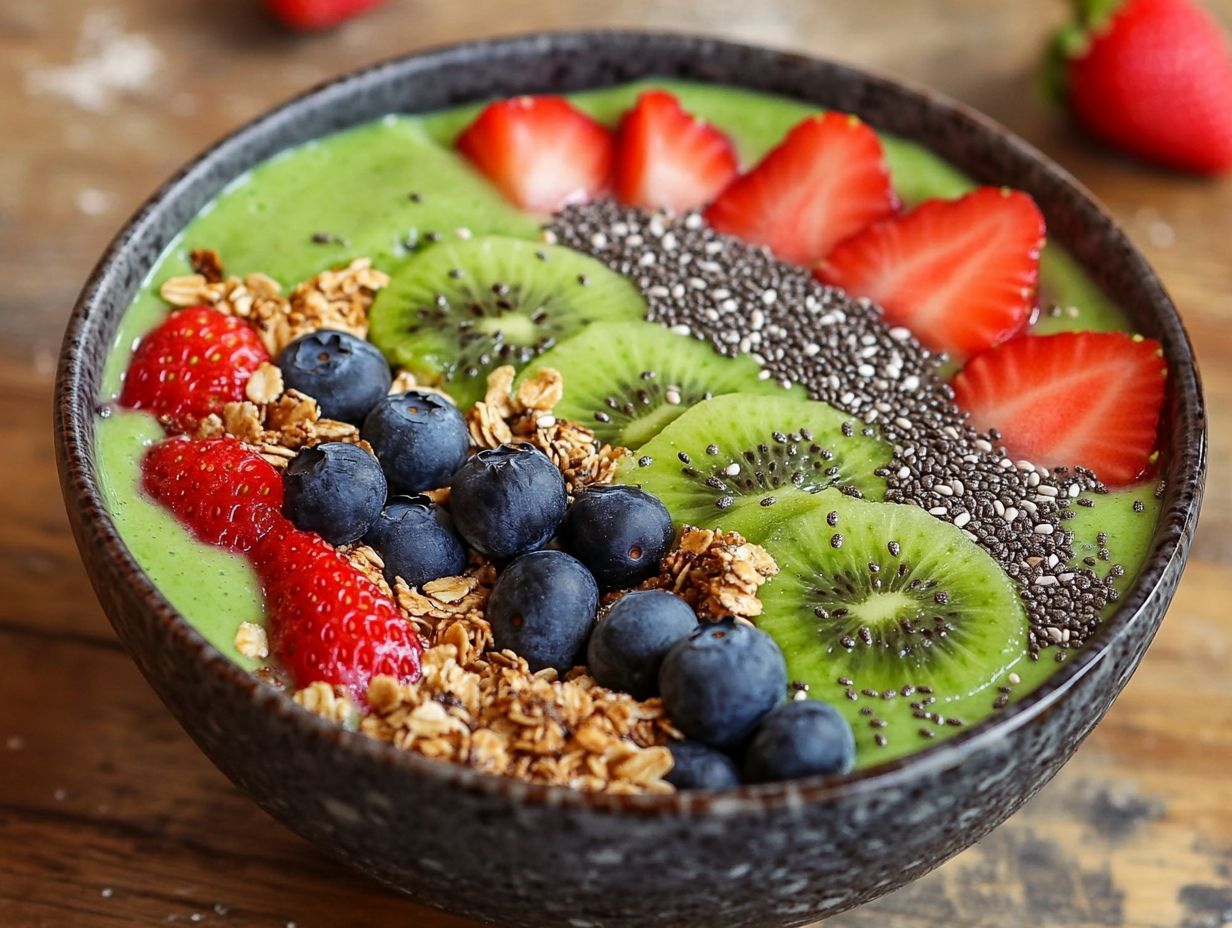 Colorful nutritious smoothie bowls showcasing health benefits.