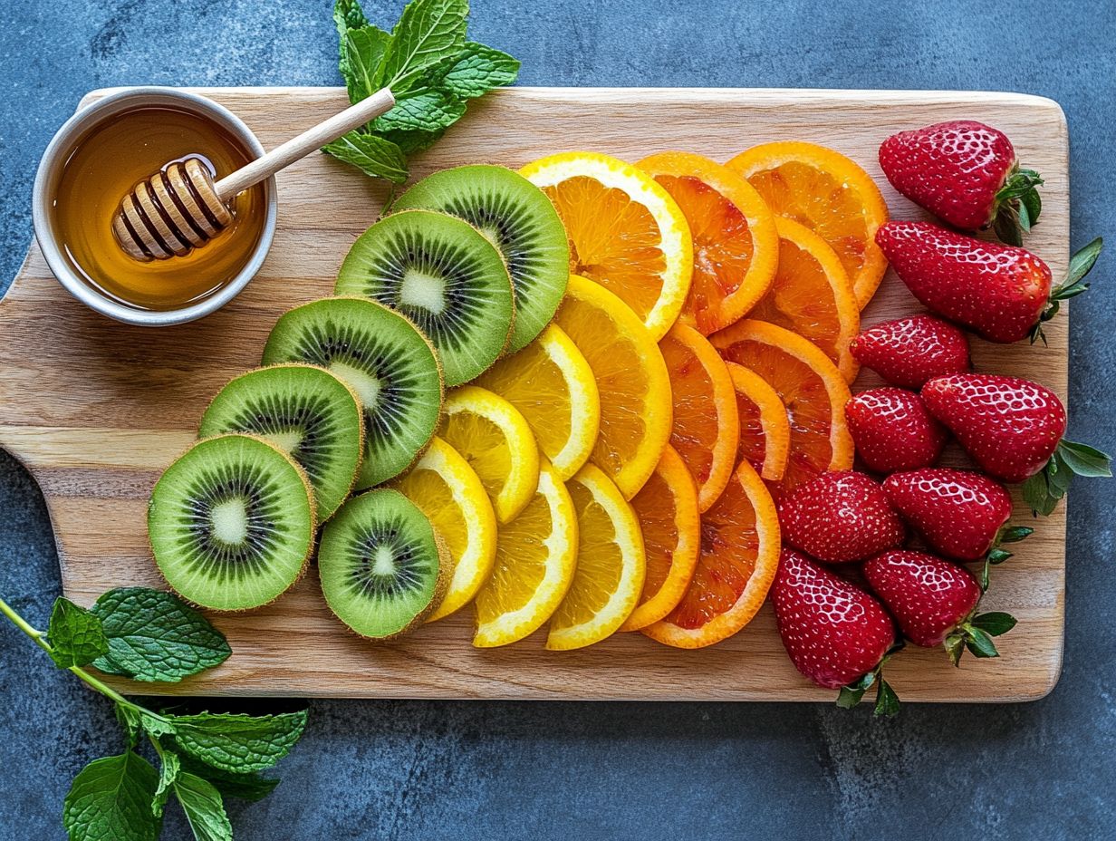 Colorful assortment of seasonal fruits illustrating key takeaways.