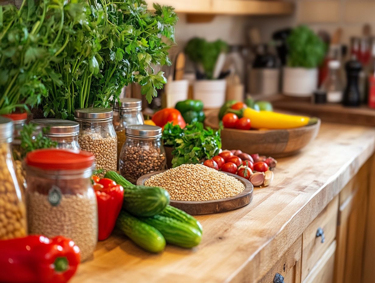 An assortment of delicious plant-based meals laid out on a table.