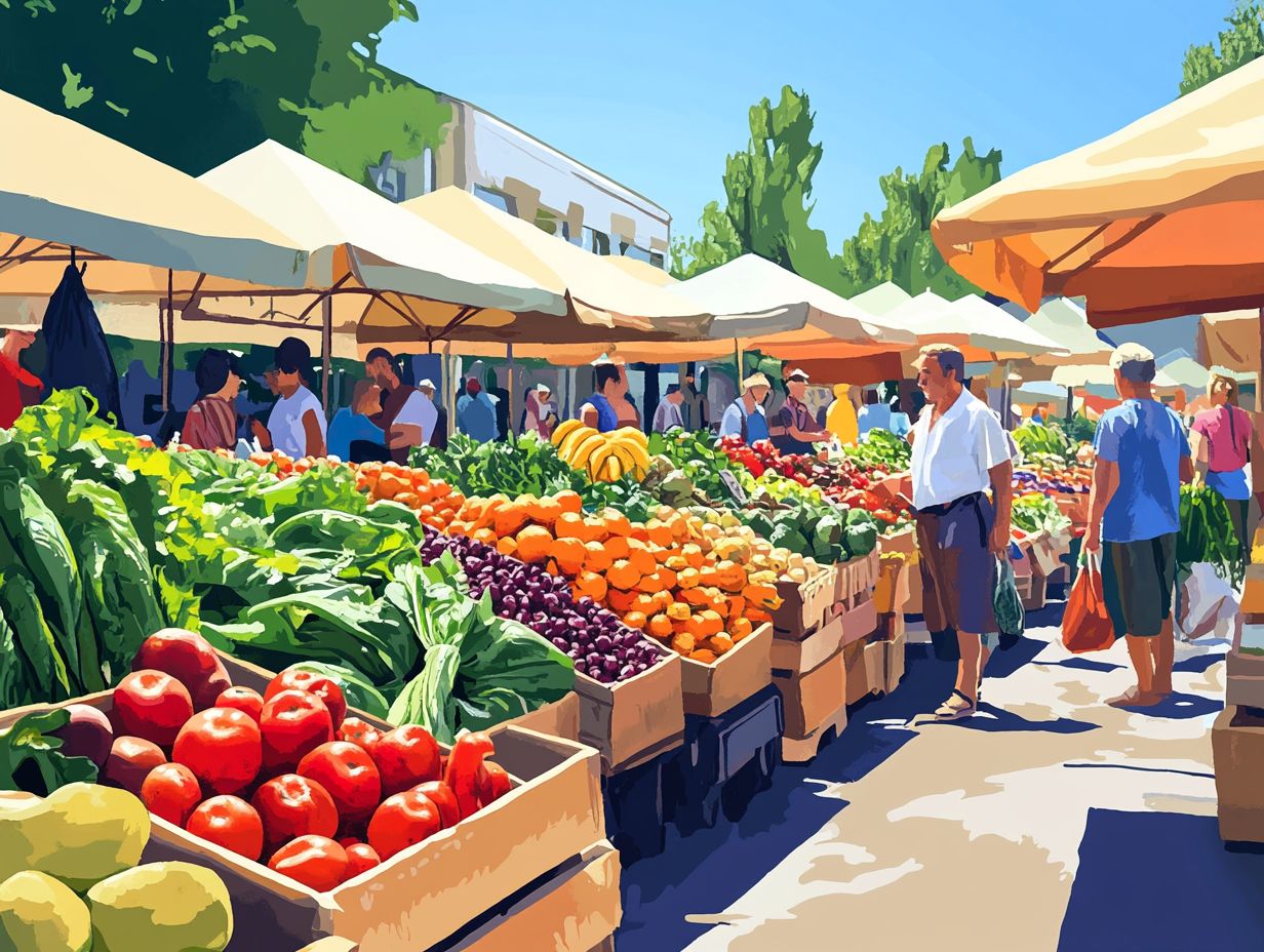 A colorful display of seasonal fruits and vegetables