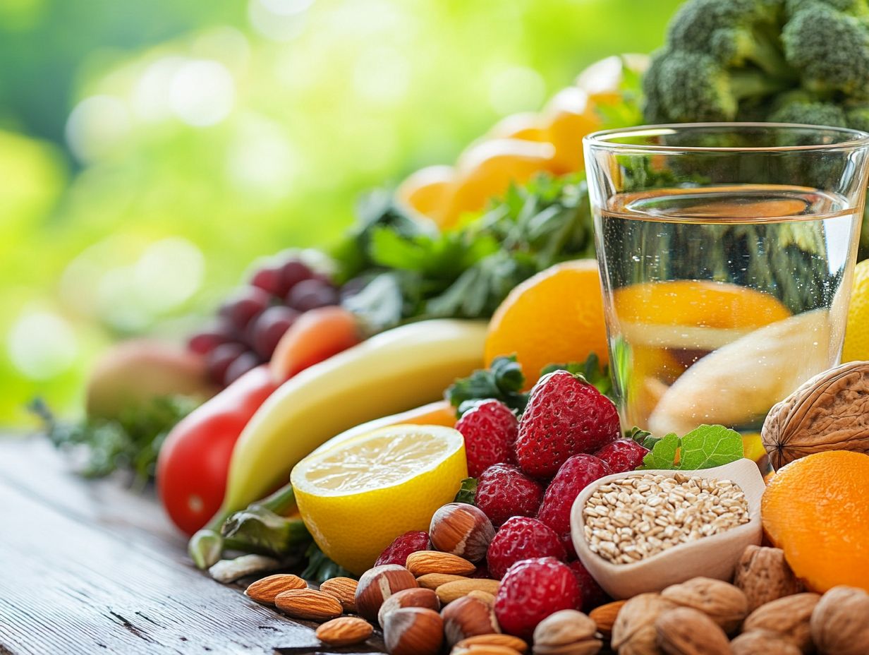 A colorful assortment of healthy foods promoting better mental health