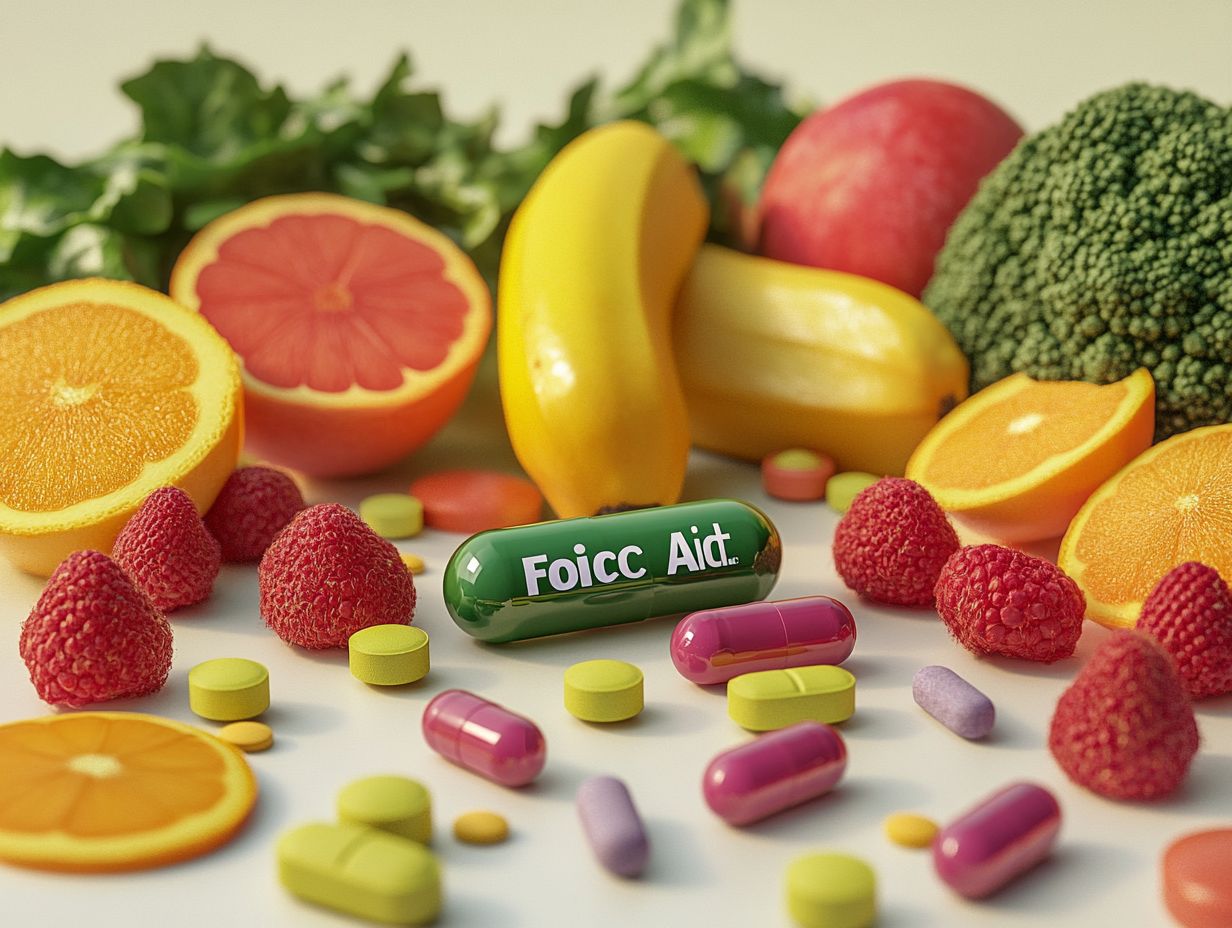 Graphic summarizing the key benefits of folic acid