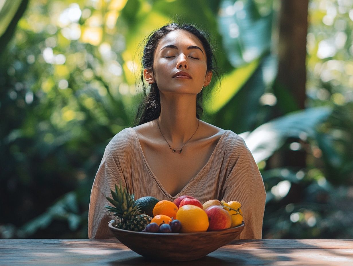 What is the purpose of focusing on breath in mindful eating practices?