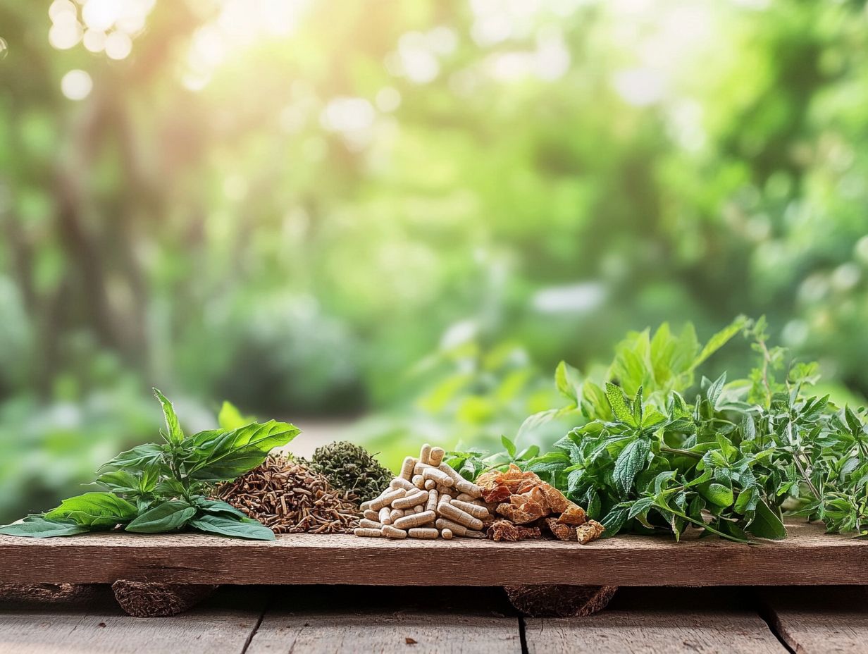 A variety of adaptogenic herbs for stress management