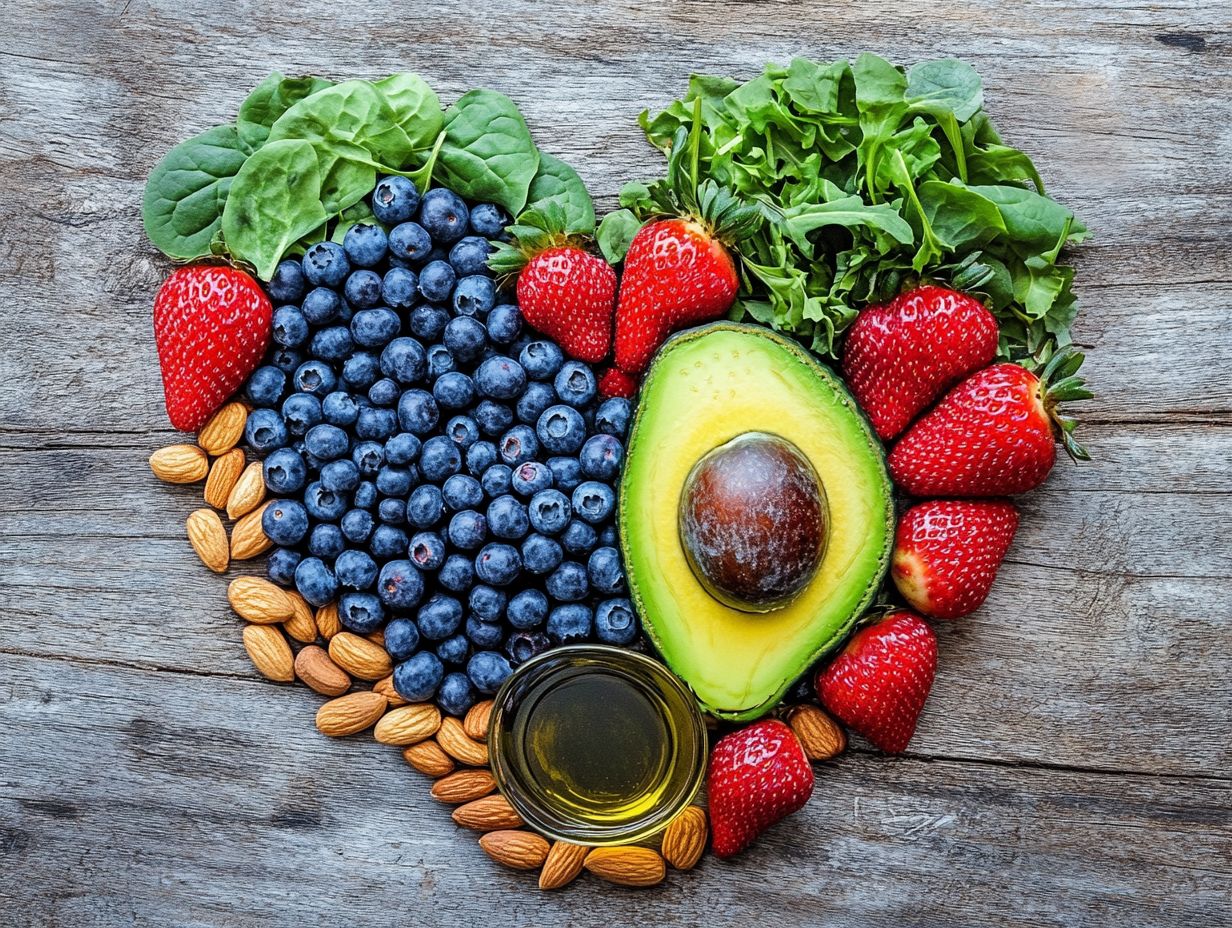 Colorful image of key takeaways about heart-healthy superfoods.