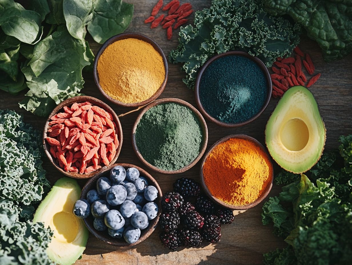 A colorful display of the top 7 superfoods that boost energy and vitality.